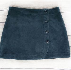 Grade & Gather Green Wrap Front Button Up Skirt